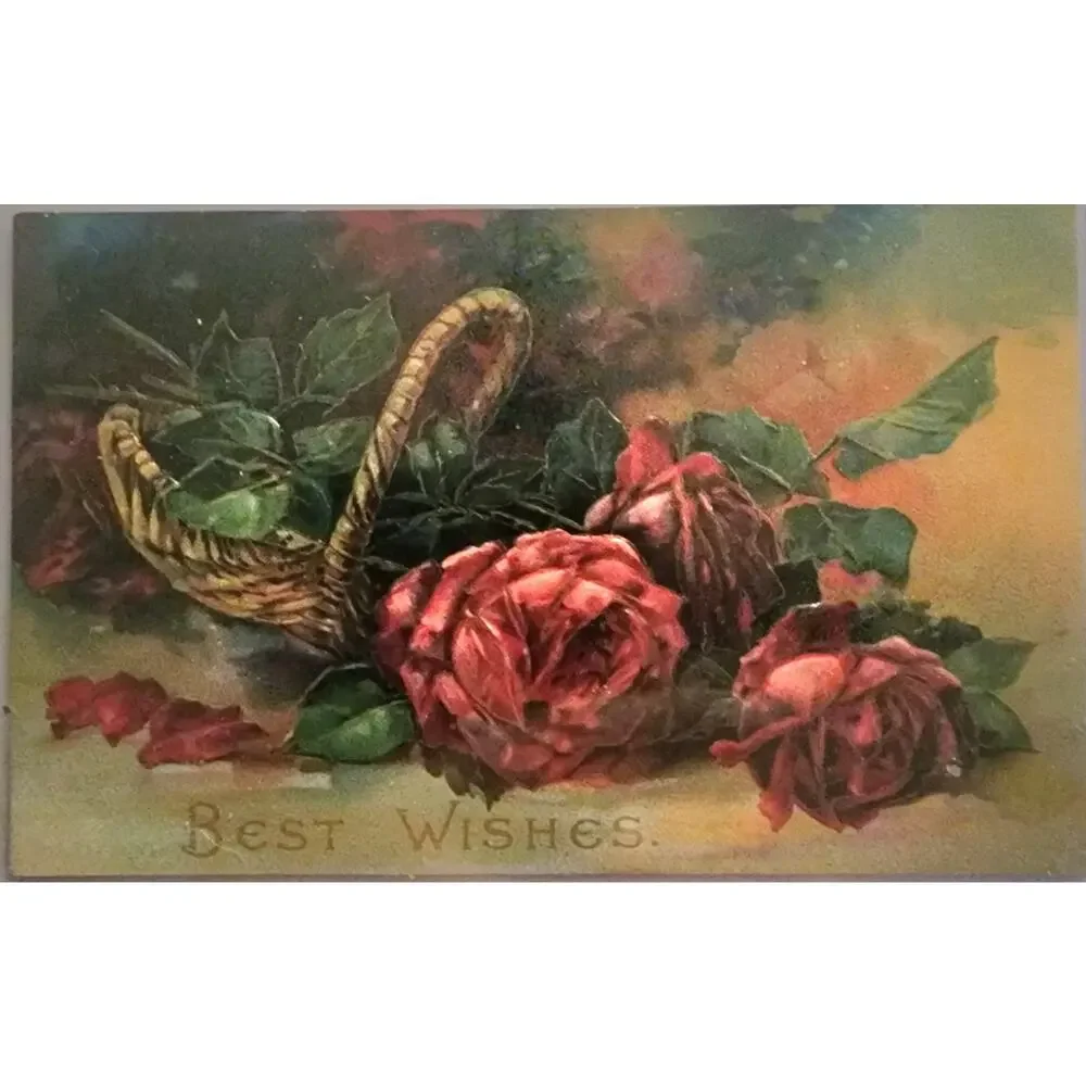 Lot Of Four Vintage Antique Embossed Postcards Flowers